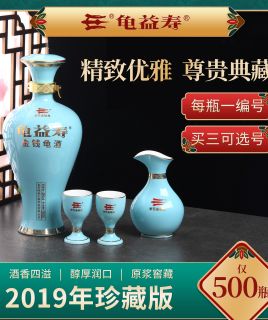 李艺金钱龟 龟益寿金钱龟酒2019年珍藏版礼盒装（1瓶*500ml）